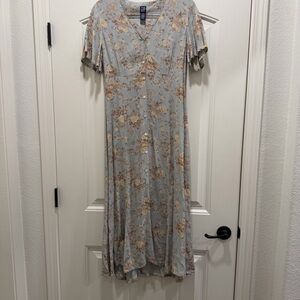 Gap Y2K vintage Blue Florala Button-Down Dress Prairie Cottagecore Grunge